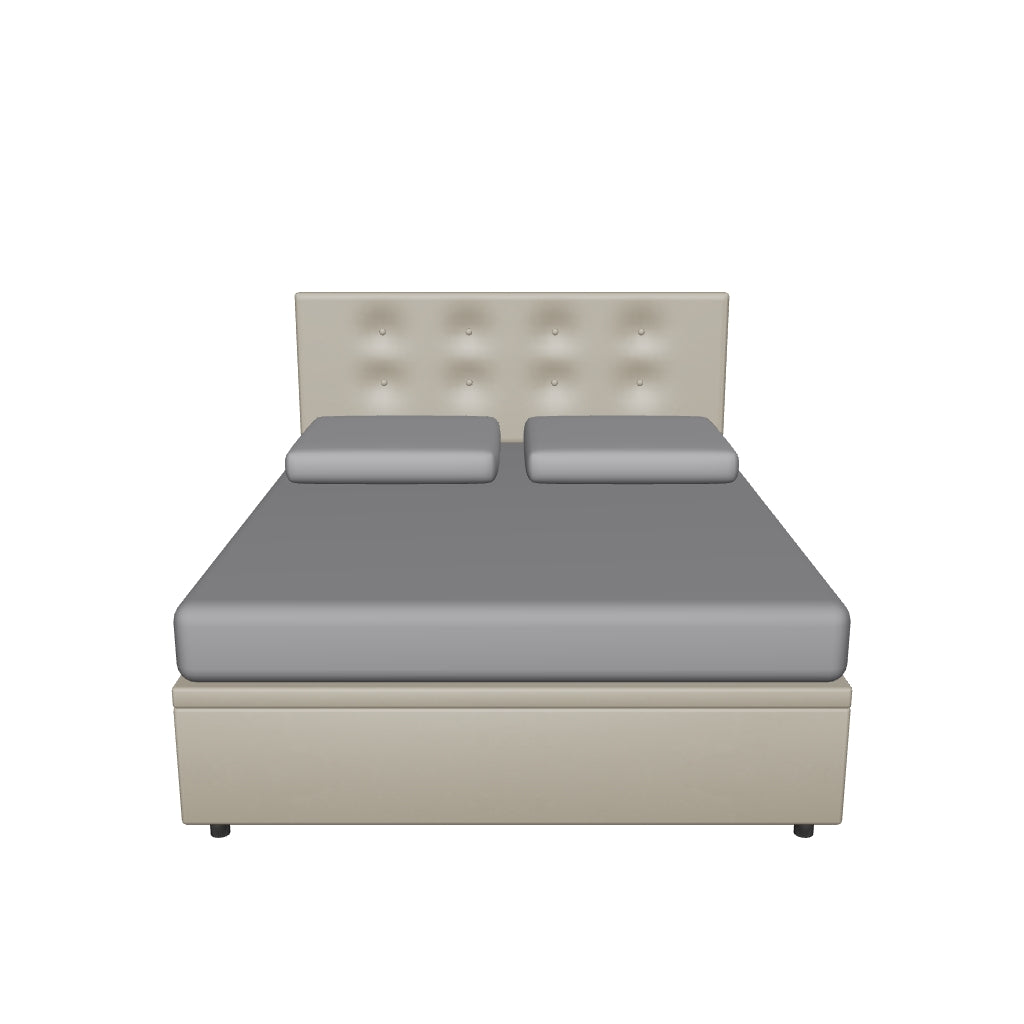 Letto Matrimoniale Contenitore Imbottito in Similpelle con Testata Button - BOXMAX in 3D
