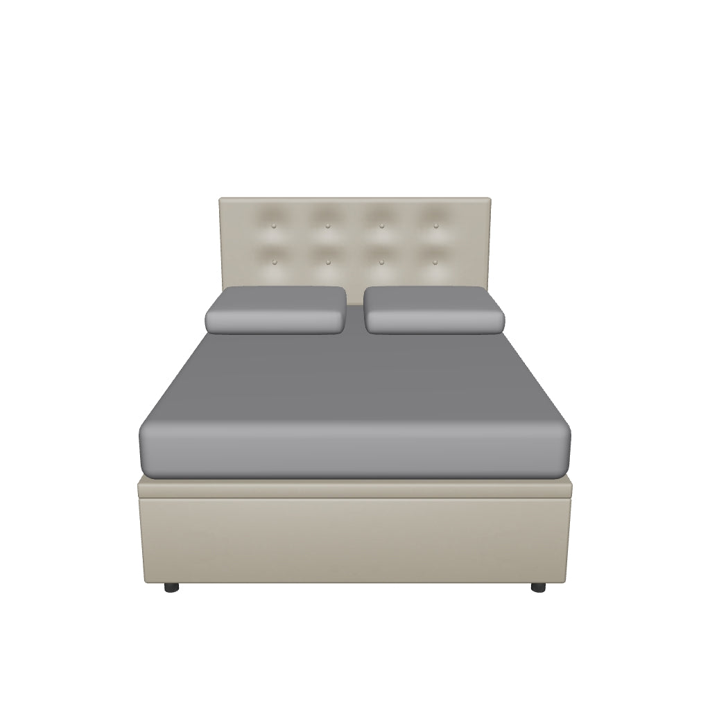 Letto alla Francese Contenitore Imbottito in Similpelle con Testata Button - BOXMAX in 3D