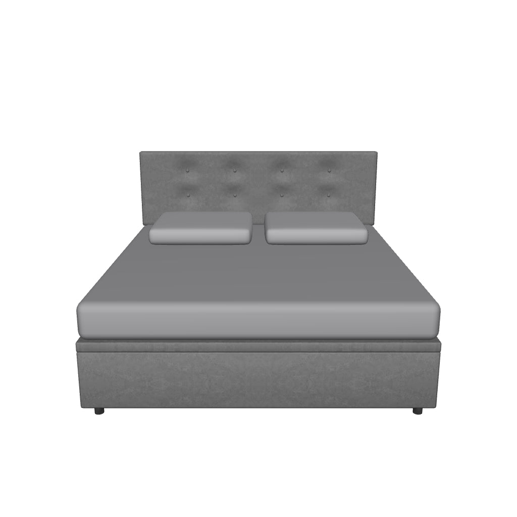 Letto King Size Contenitore Imbottito con Testata - BUTTON in 3D