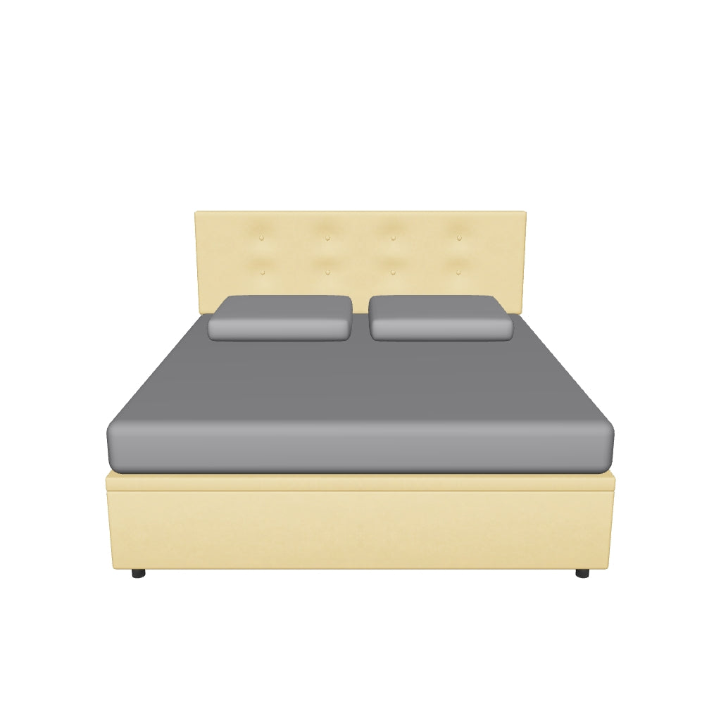 Letto King Size Contenitore Imbottito con Testata - BUTTON in 3D
