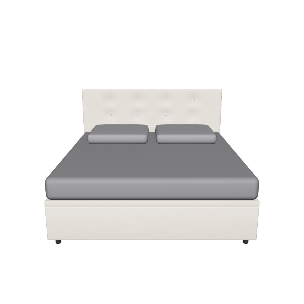 Letto King Size Contenitore Imbottito con Testata - BUTTON in 3D