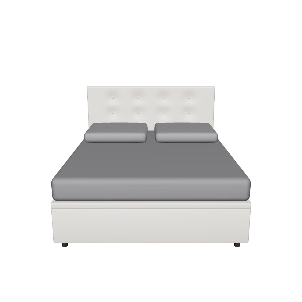 Letto Matrimoniale Contenitore Imbottito in Similpelle con Testata Button - BOXMAX in 3D