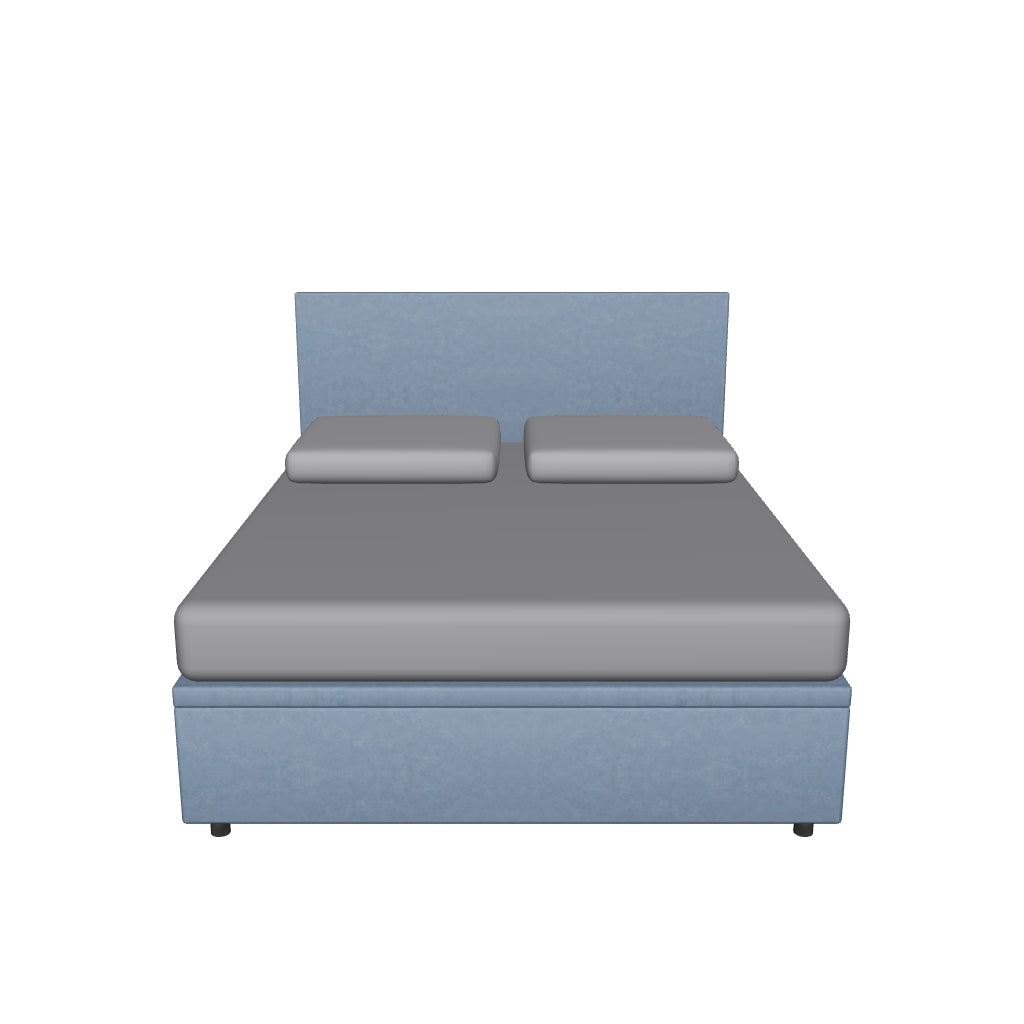 Letto Matrimoniale Contenitore Imbottito in Microfibra con Testata Flat - BOXMAX in 3D