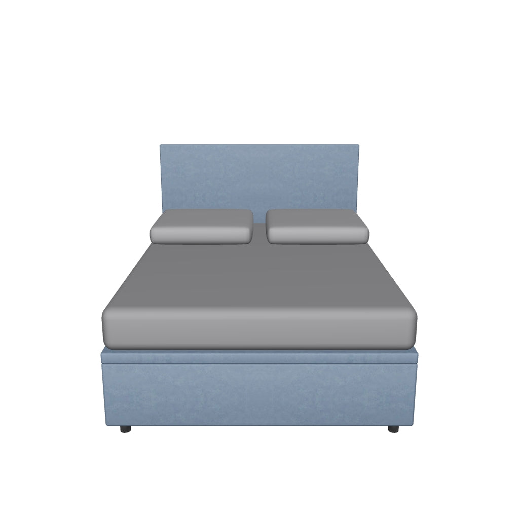 Letto alla Francese Contenitore Imbottito con Testata in Microfibra - FLAT in 3D