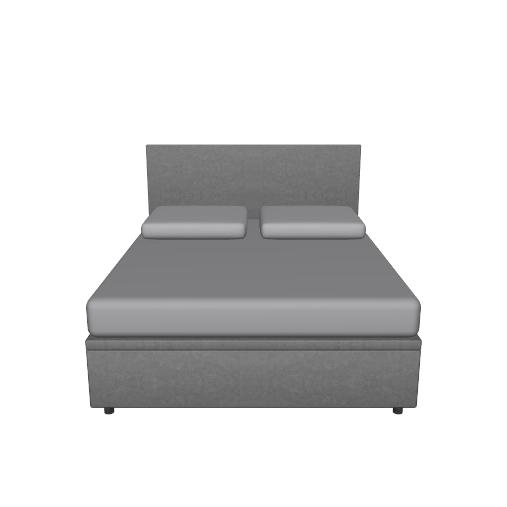 Letto Matrimoniale Contenitore Imbottito in Microfibra con Testata Flat - BOXMAX in 3D