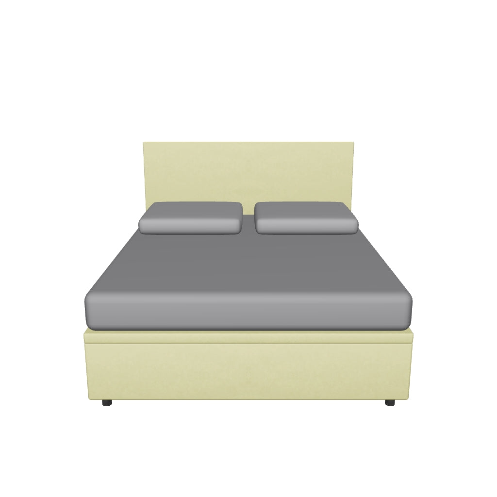 Letto Matrimoniale Contenitore Imbottito in Microfibra con Testata Flat - BOXMAX in 3D
