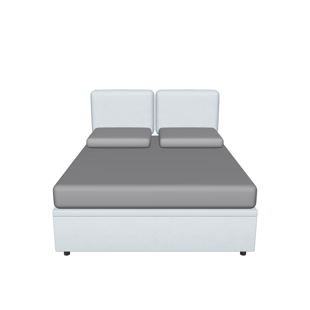Letto Matrimoniale Contenitore Imbottito in Microfibra con Testata a Muro - BOXMAX in 3D