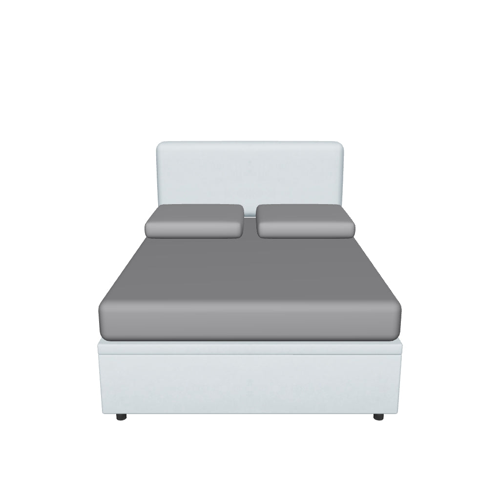 Letto alla Francese Contenitore Imbottito in Microfibra con Testata Soft - BOXMAX in 3D