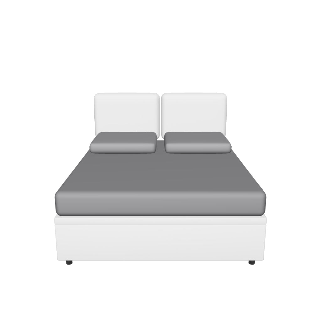 Letto Matrimoniale Contenitore Imbottito in Similpelle con Testata Soft - BOXMAX in 3D