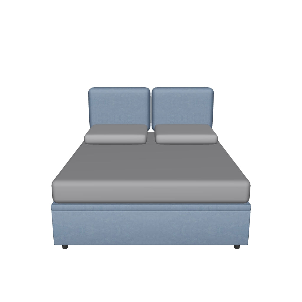 Letto Matrimoniale Contenitore Imbottito in Microfibra con Testata a Muro - BOXMAX in 3D