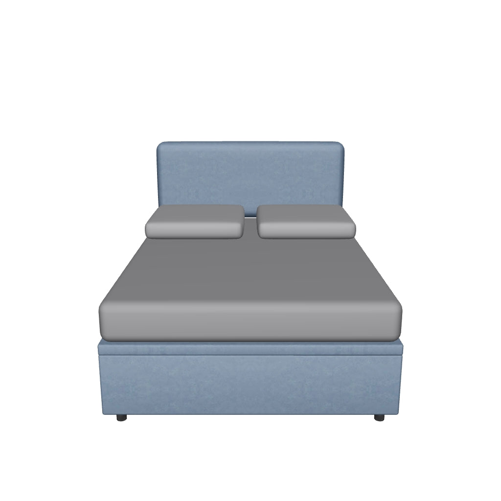Letto alla Francese Contenitore Imbottito in Microfibra con Testata Soft - BOXMAX in 3D