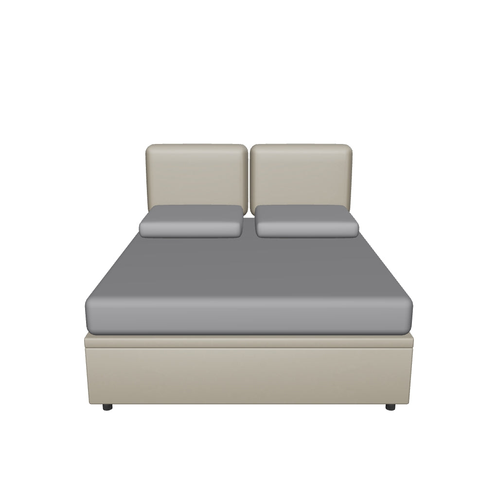 Letto Matrimoniale Contenitore Imbottito in Similpelle con Testata Soft - BOXMAX in 3D