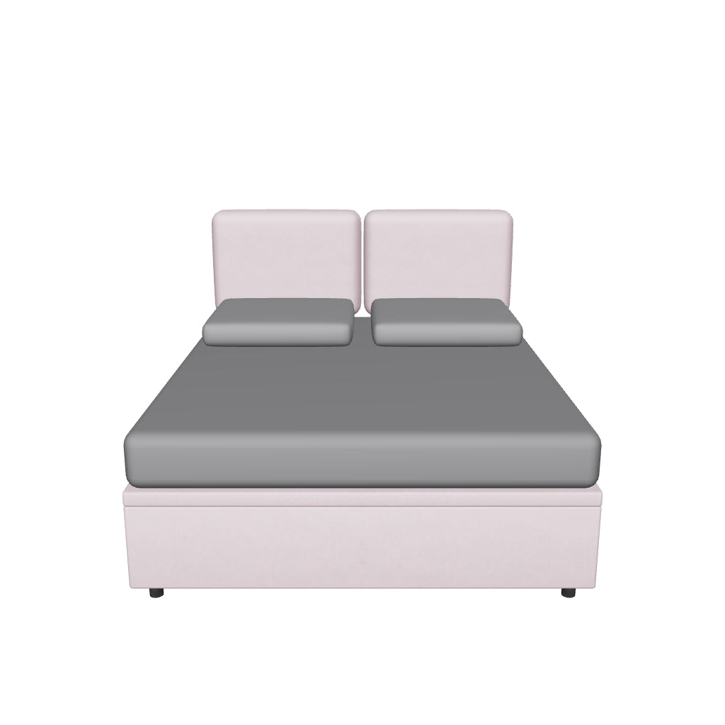 Letto Matrimoniale Contenitore Imbottito in Microfibra con Testata a Muro - BOXMAX in 3D