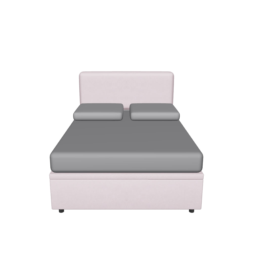 Letto alla Francese Contenitore Imbottito in Microfibra con Testata Soft - BOXMAX in 3D
