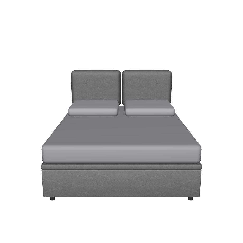 Letto Matrimoniale Contenitore Imbottito in Microfibra con Testata a Muro - BOXMAX in 3D