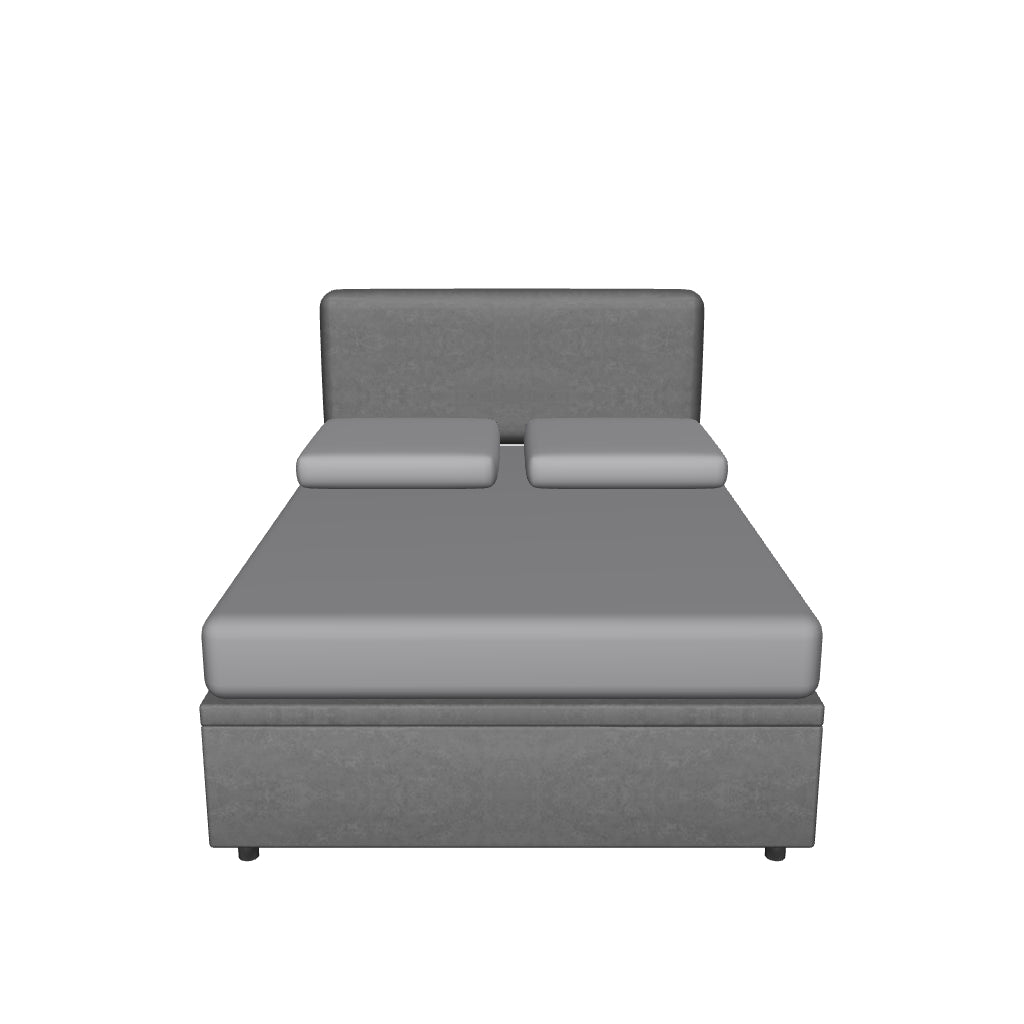 Letto alla Francese Contenitore Imbottito in Microfibra con Testata Soft - BOXMAX in 3D