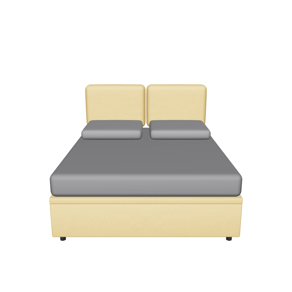 Letto Matrimoniale Contenitore Imbottito in Microfibra con Testata a Muro - BOXMAX in 3D
