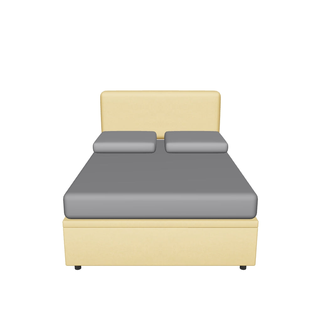 Letto alla Francese Contenitore Imbottito in Microfibra con Testata Soft - BOXMAX in 3D