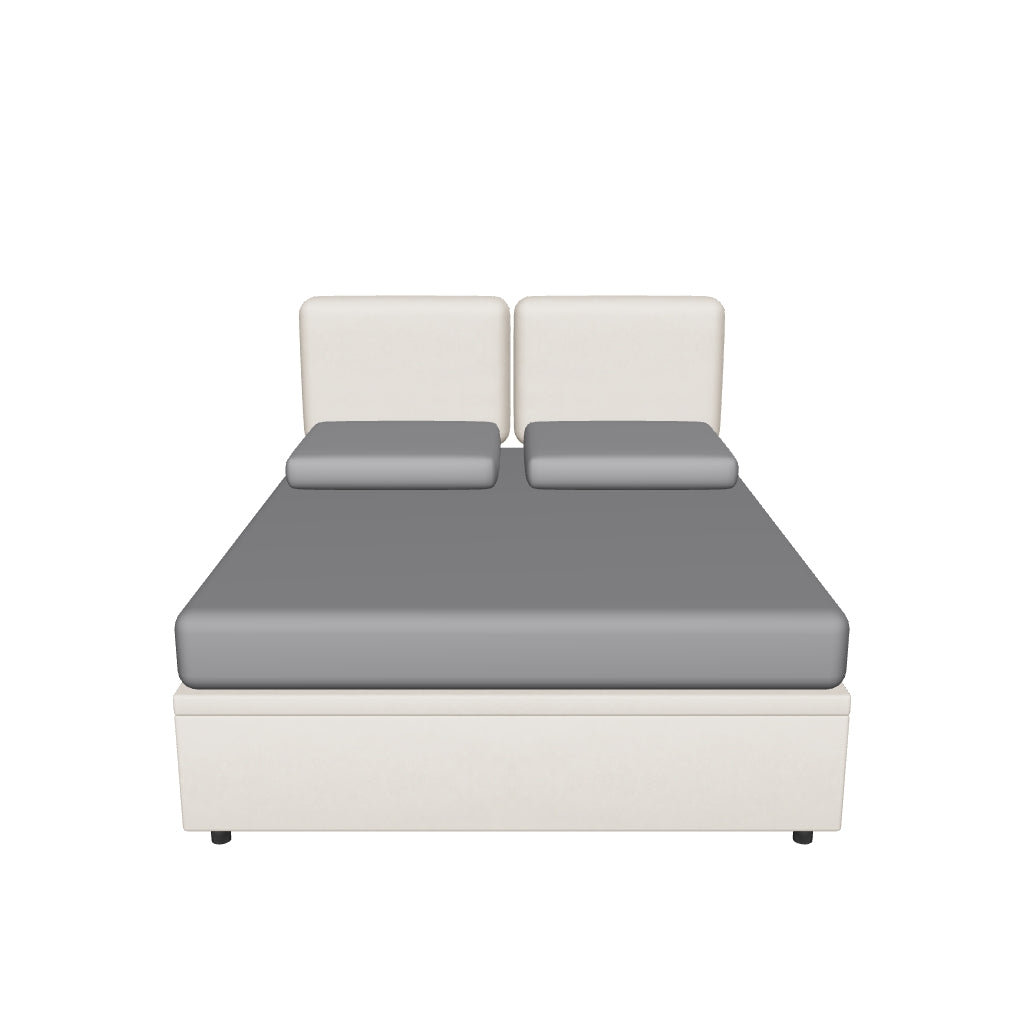 Letto Matrimoniale Contenitore Imbottito in Microfibra con Testata a Muro - BOXMAX in 3D