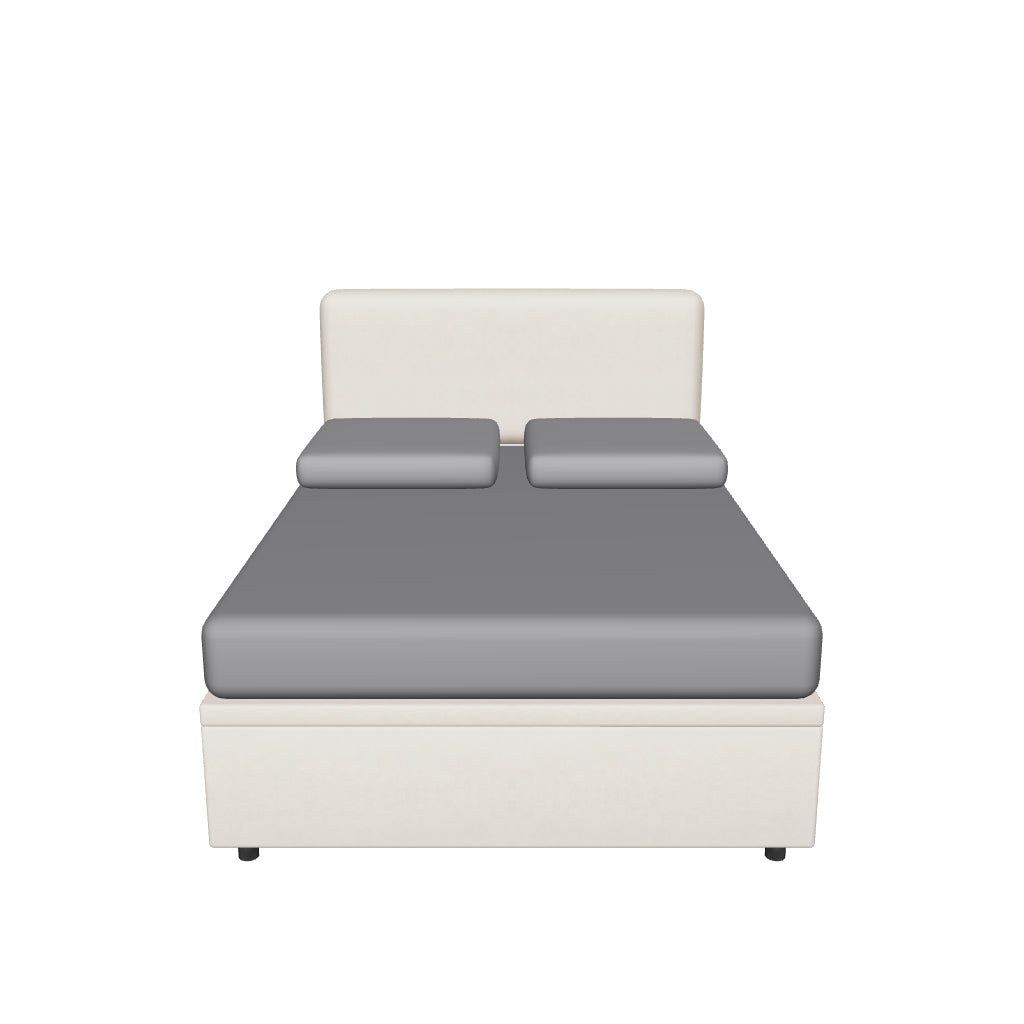 Letto alla Francese Contenitore Imbottito in Microfibra con Testata Soft - BOXMAX in 3D
