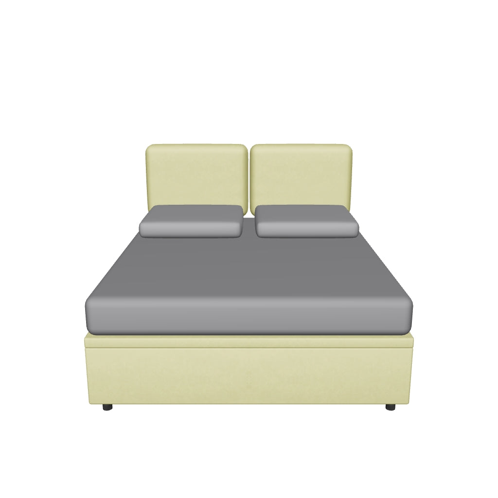 Letto Matrimoniale Contenitore Imbottito in Microfibra con Testata a Muro - BOXMAX in 3D