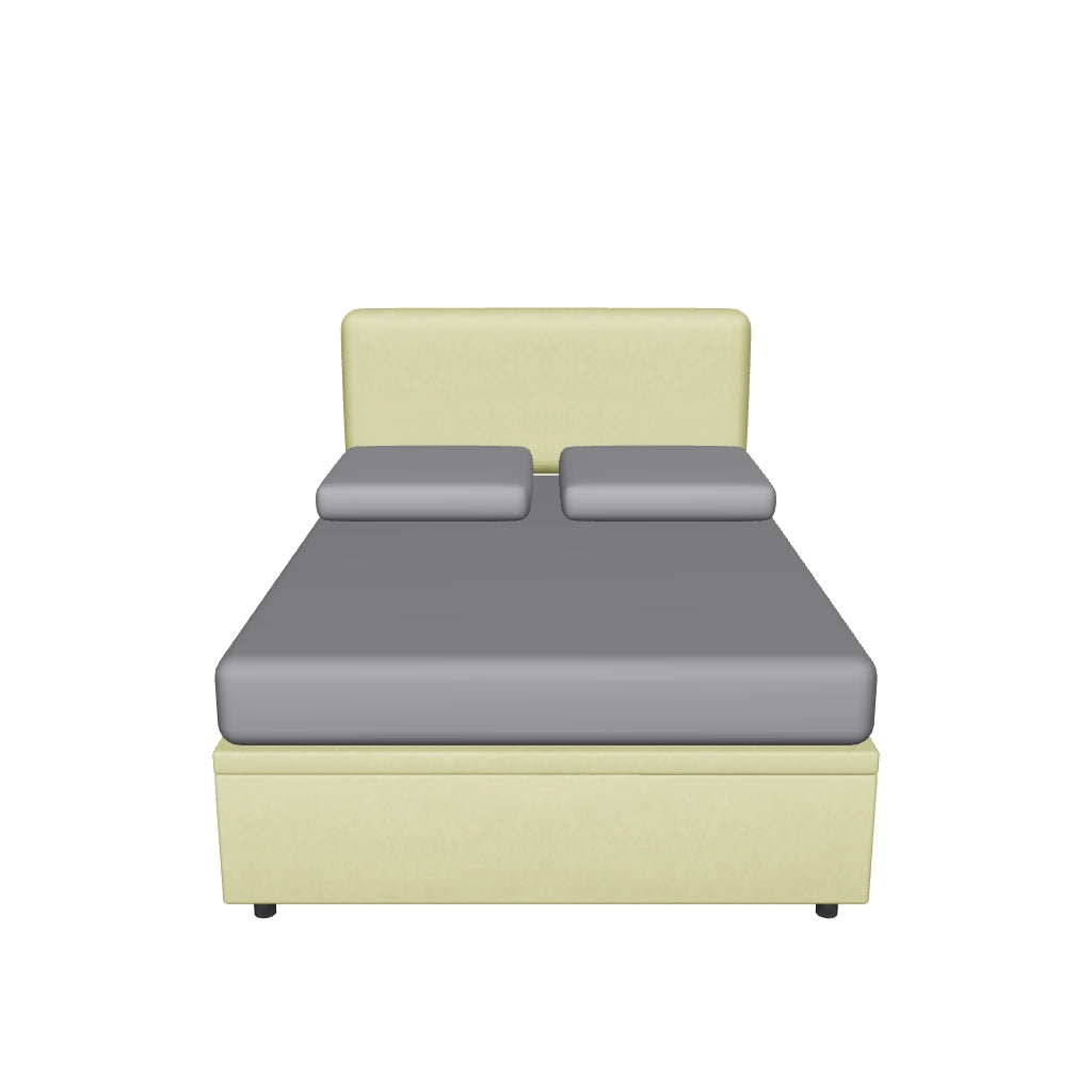 Letto alla Francese Contenitore Imbottito in Microfibra con Testata Soft - BOXMAX in 3D