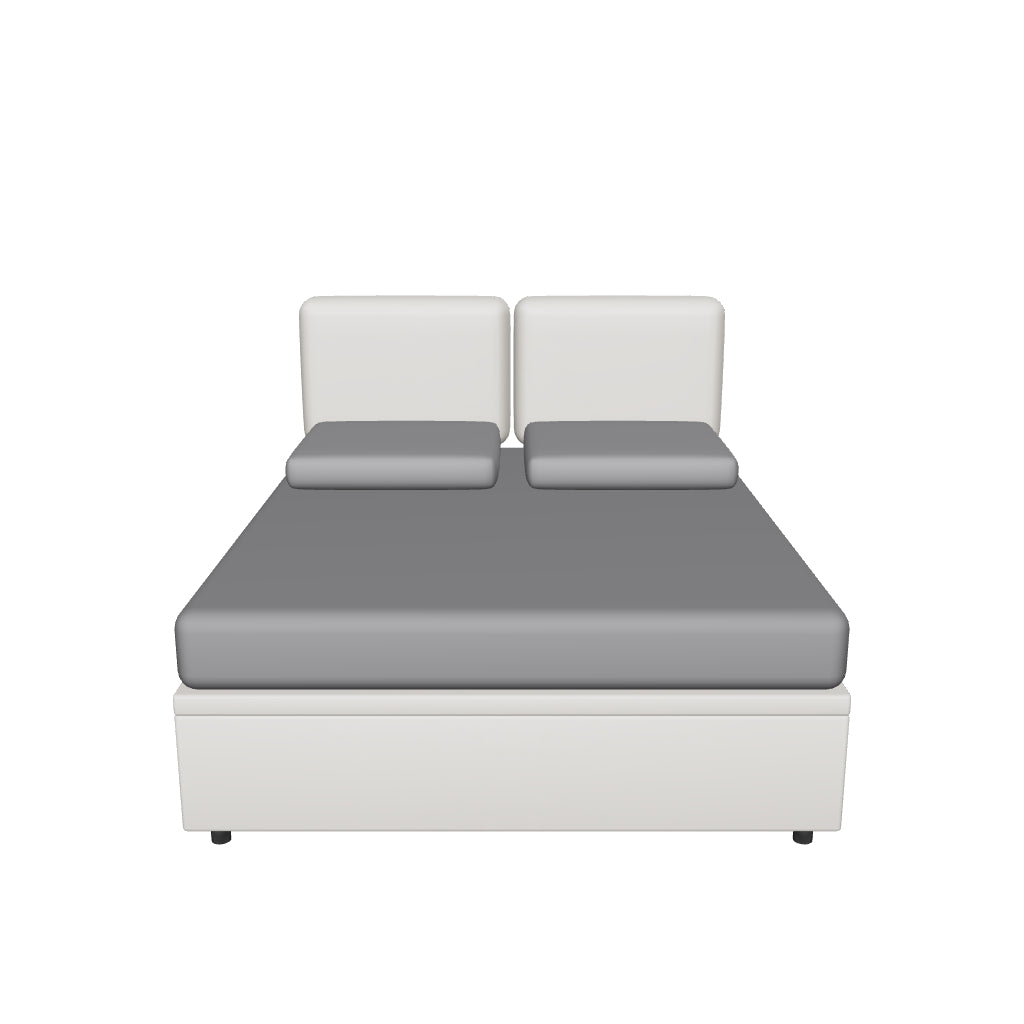 Letto Matrimoniale Contenitore Imbottito in Similpelle con Testata Soft - BOXMAX in 3D