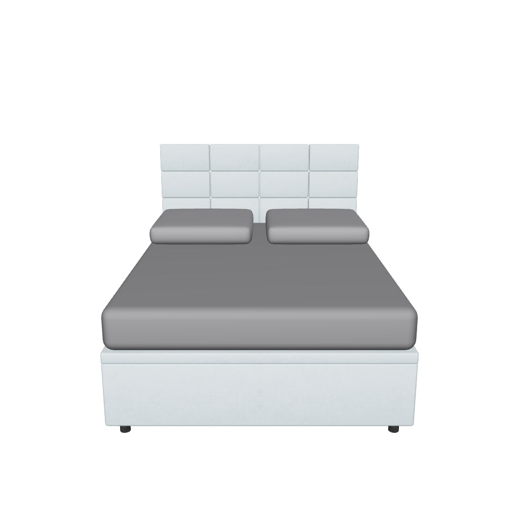 Letto alla Francese Contenitore Imbottito in Microfibra - SQUARE in 3D