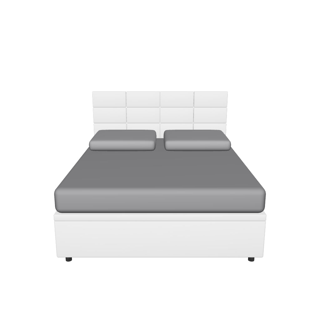 Letto Matrimoniale Contenitore Imbottito in Similpelle con Testata Square - BOXMAX in 3D