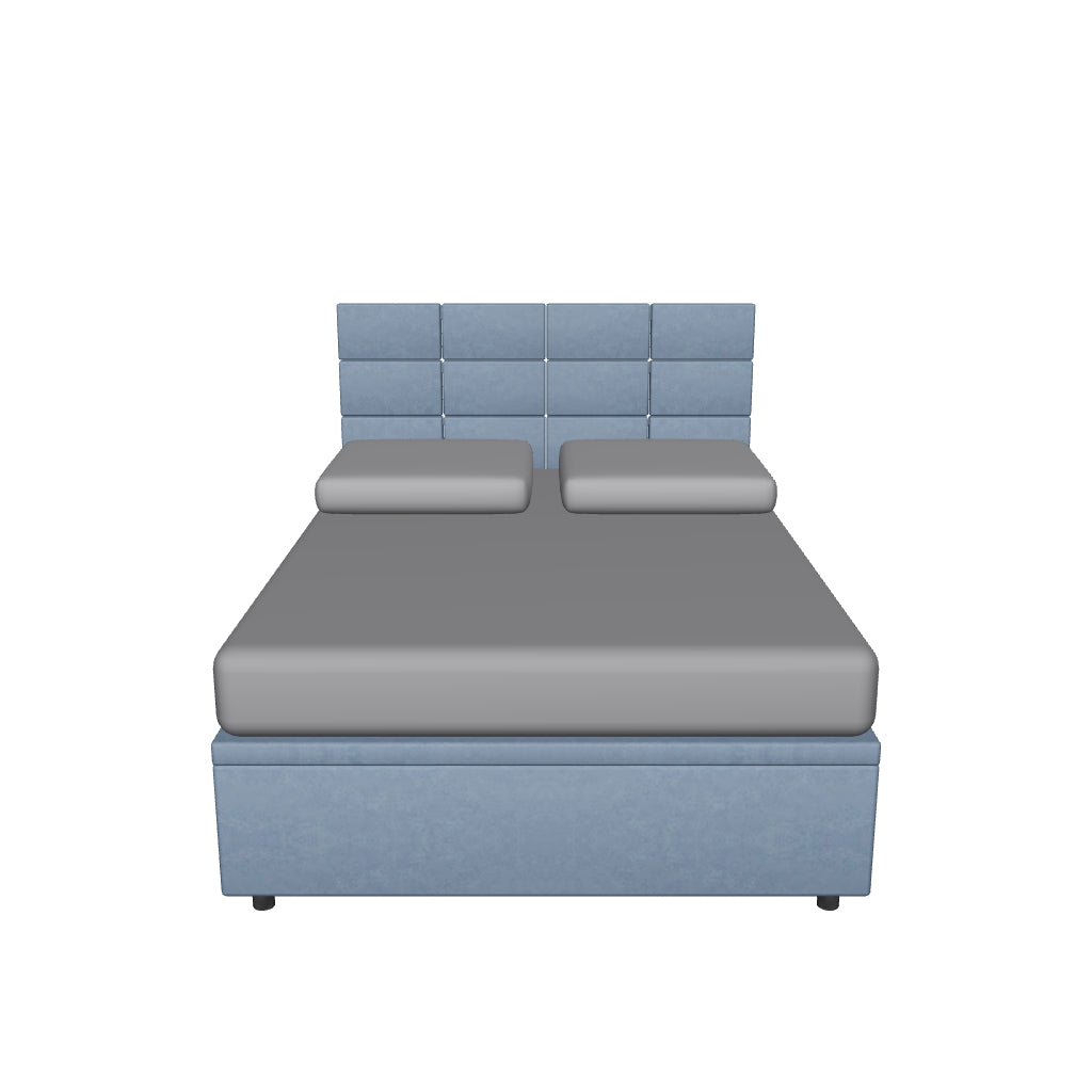 Letto alla Francese Contenitore Imbottito in Microfibra - SQUARE in 3D