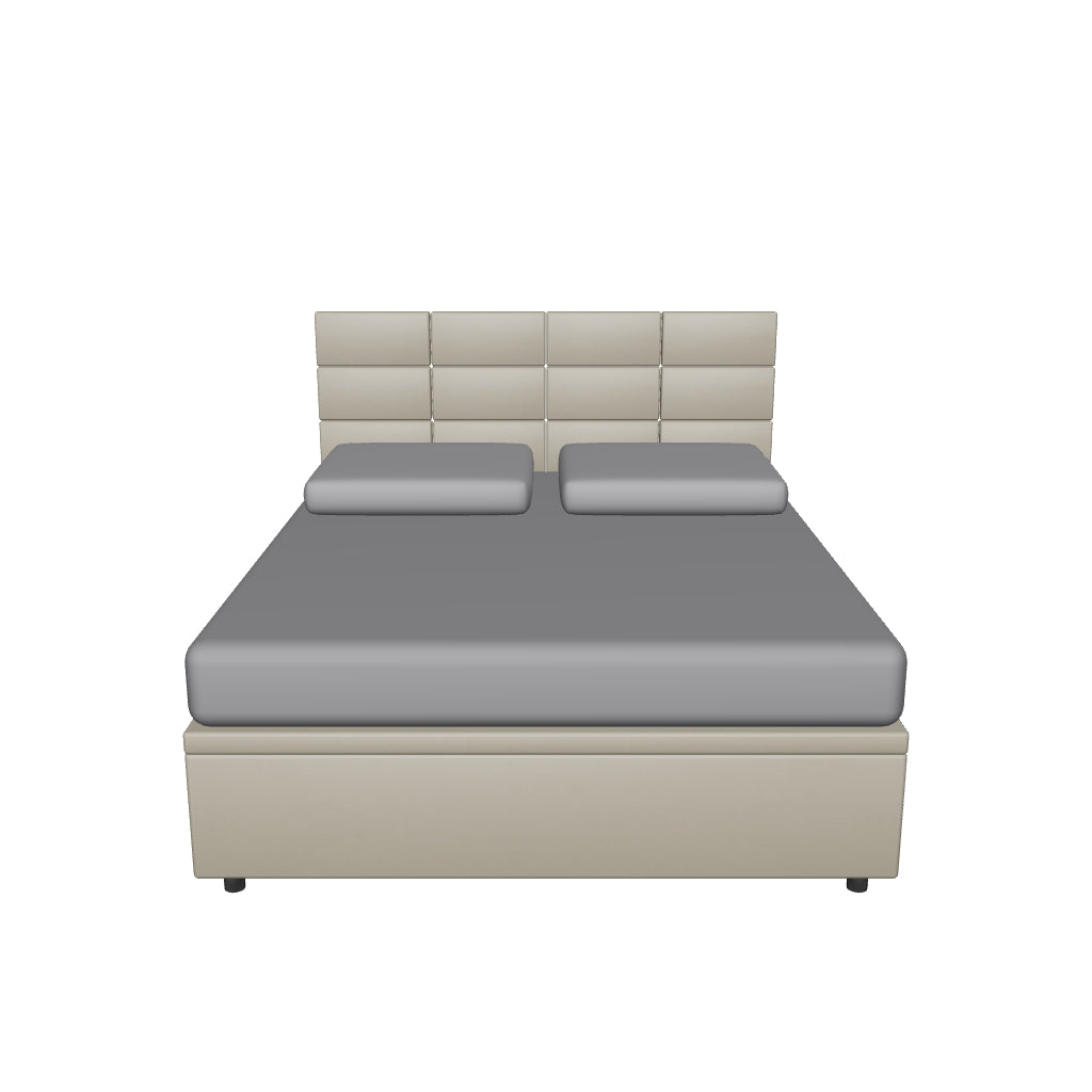 Letto Matrimoniale Contenitore Imbottito in Similpelle con Testata Square - BOXMAX in 3D
