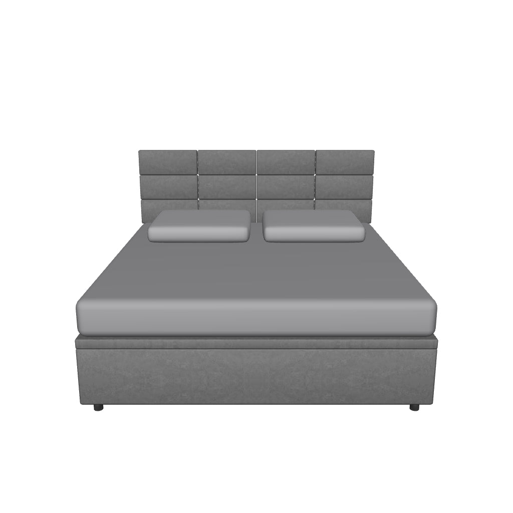 Letto King Size Contenitore Imbottito in Microfibra - BOXMAX SQUARE in 3D