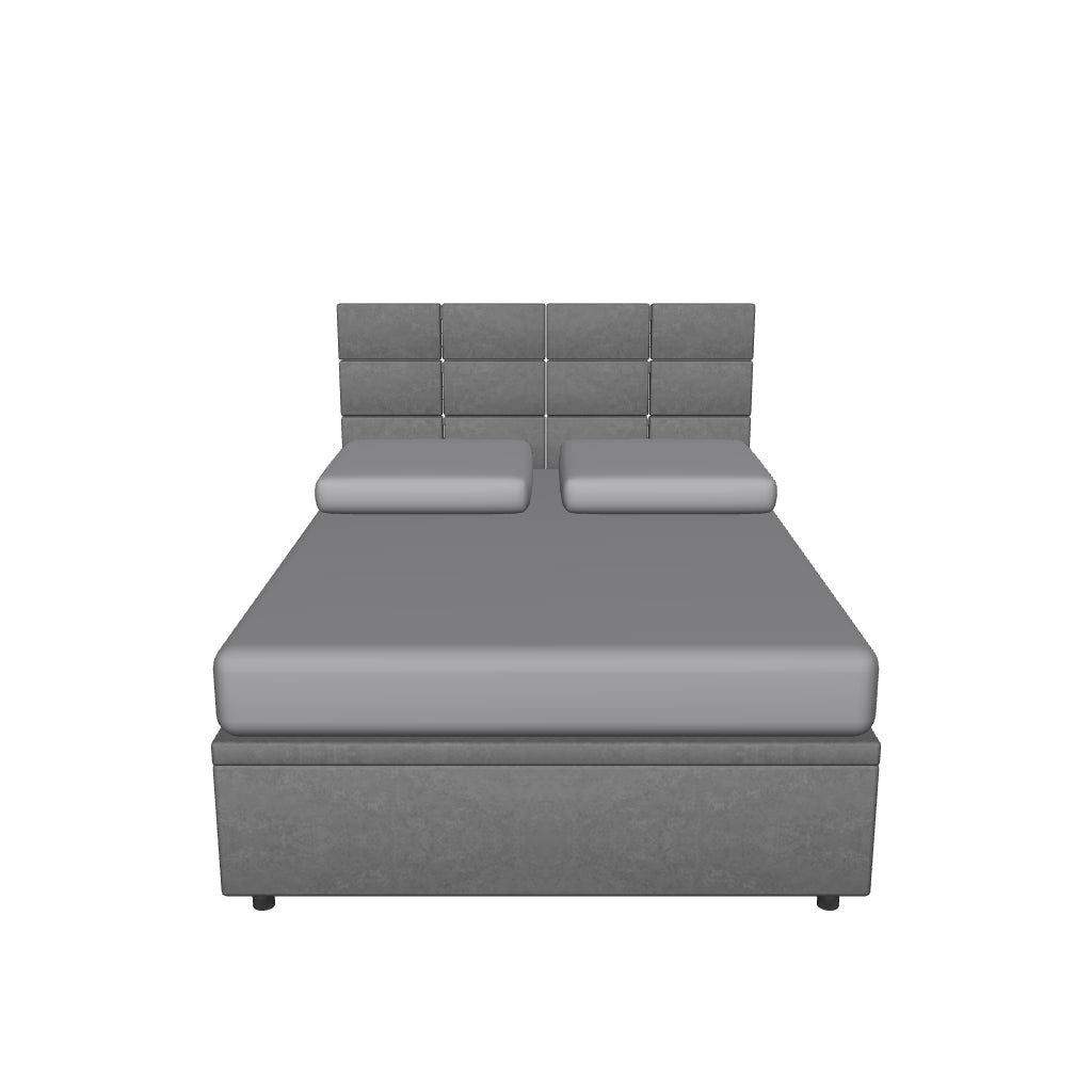 Letto alla Francese Contenitore Imbottito in Microfibra - SQUARE in 3D