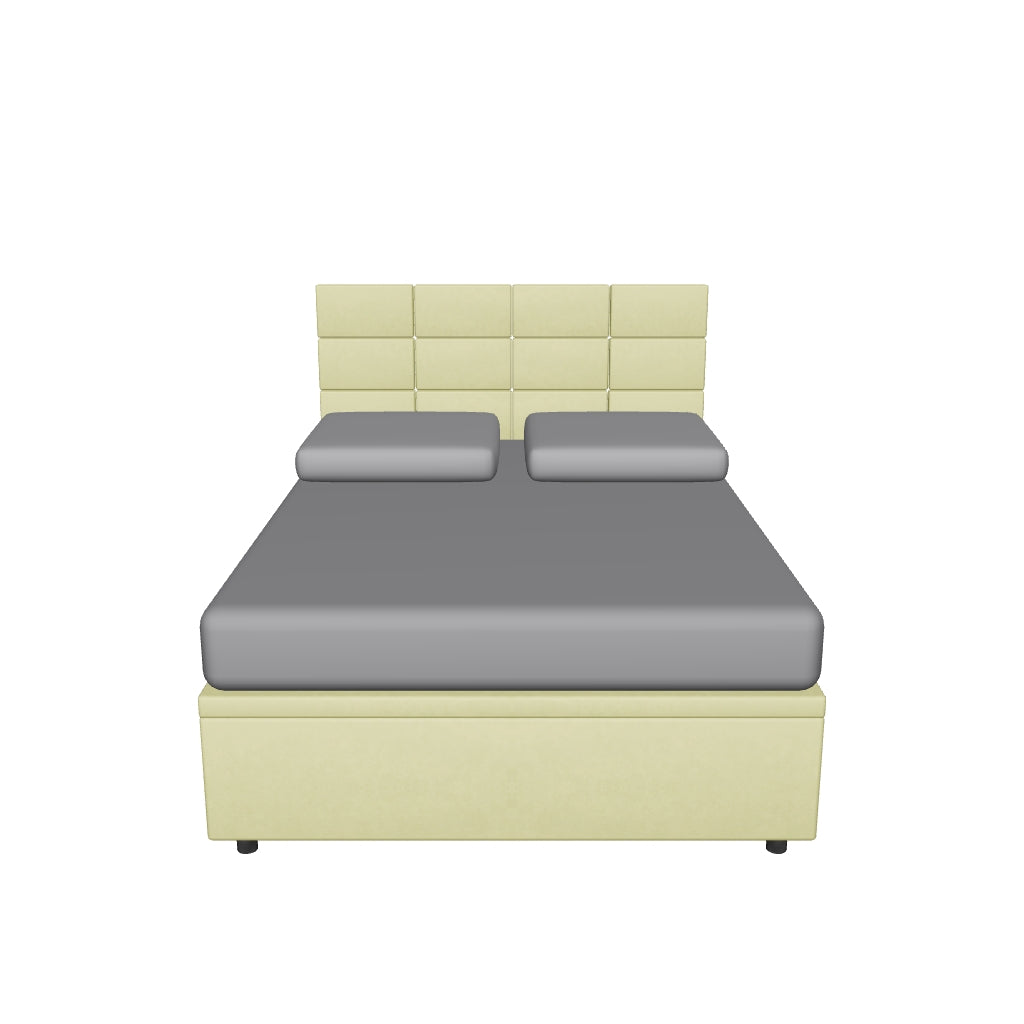 Letto alla Francese Contenitore Imbottito in Microfibra - SQUARE in 3D