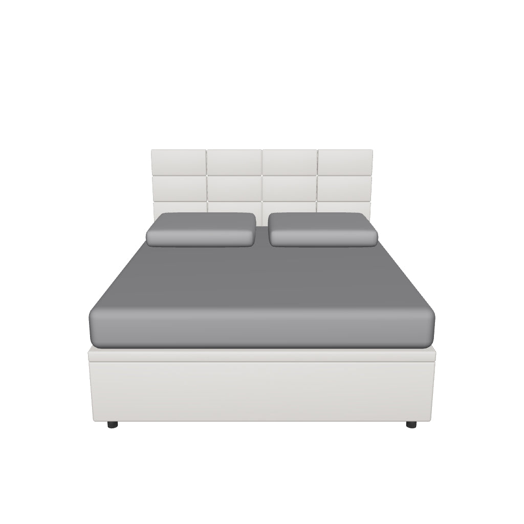 Letto Matrimoniale Contenitore Imbottito in Similpelle con Testata Square - BOXMAX in 3D