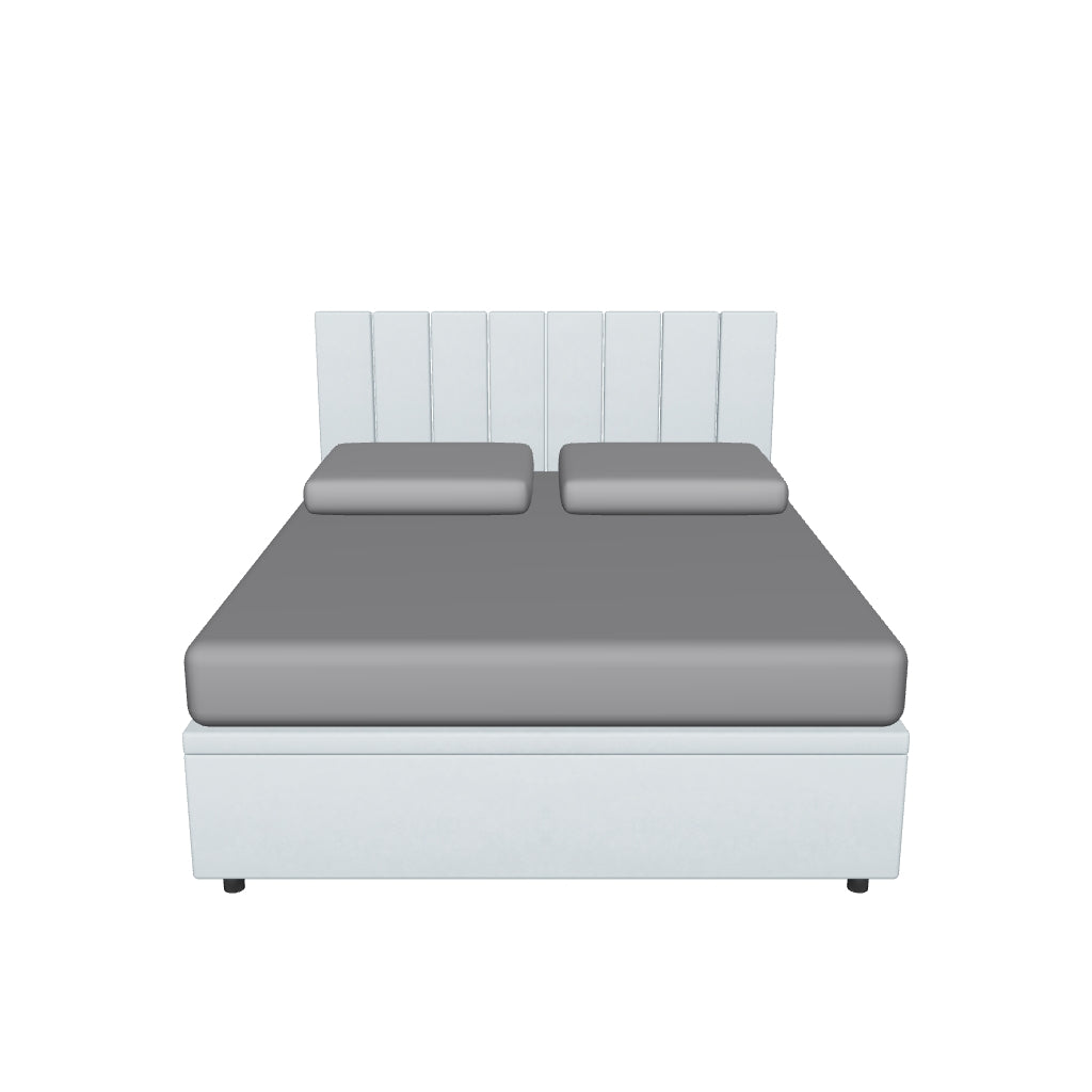 Letto Matrimoniale Contenitore Imbottito in Microfibra con Testata Vertical - BOXMAX in 3D