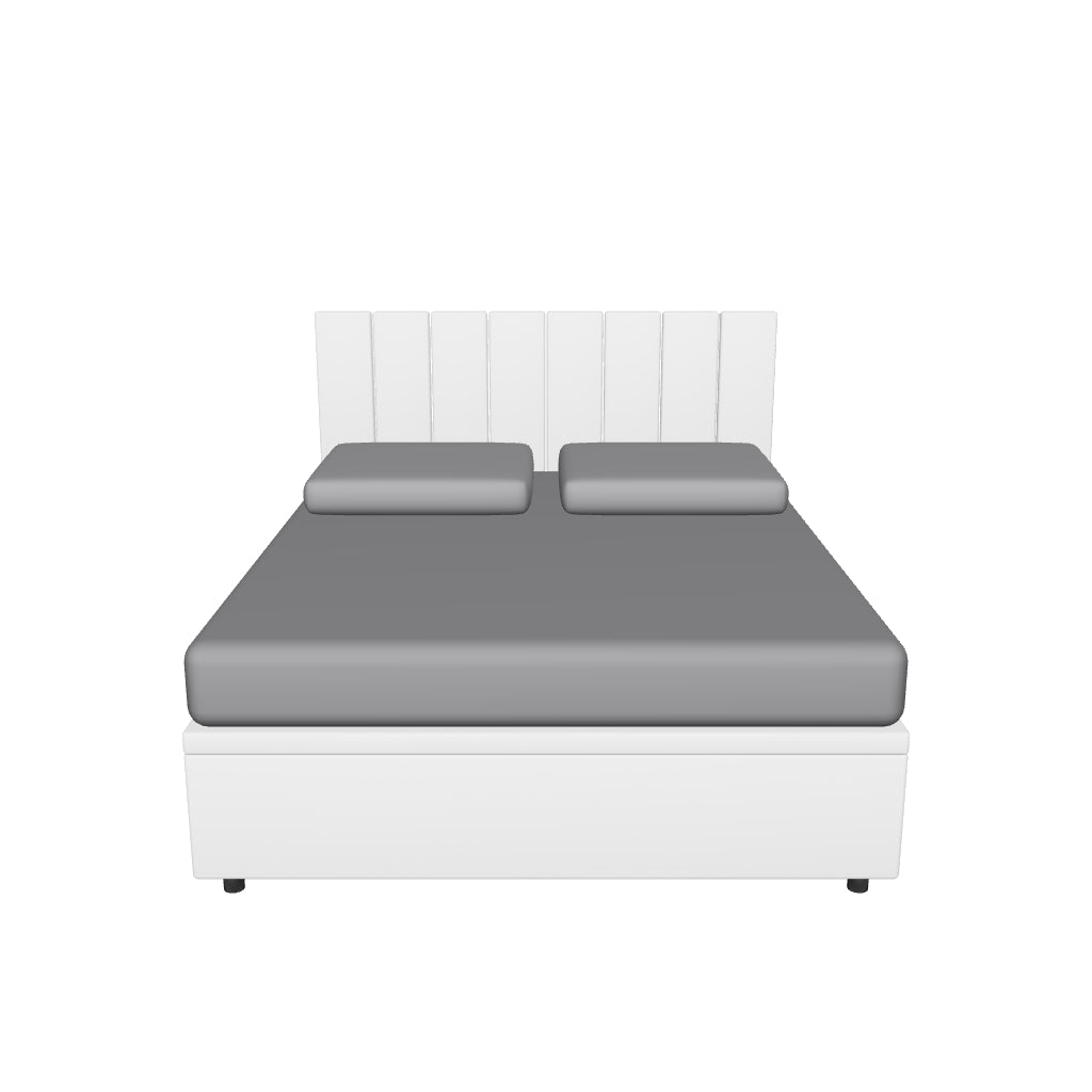 Letto Matrimoniale Contenitore Imbottito in Similpelle con Testata Vertical - BOXMAX in 3D