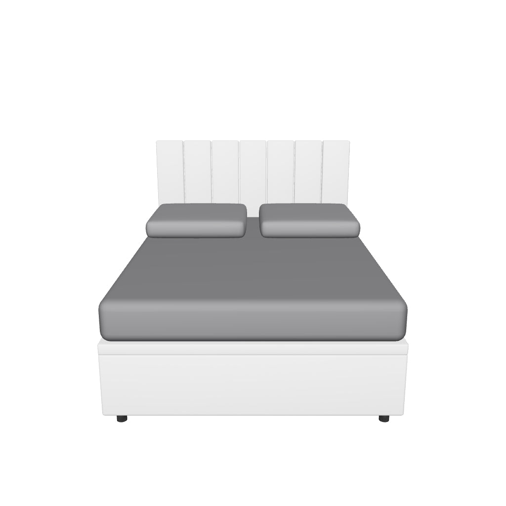 Letto alla Francese Contenitore Imbottito in Similpelle con Testata Vertical - BOXMAX in 3D
