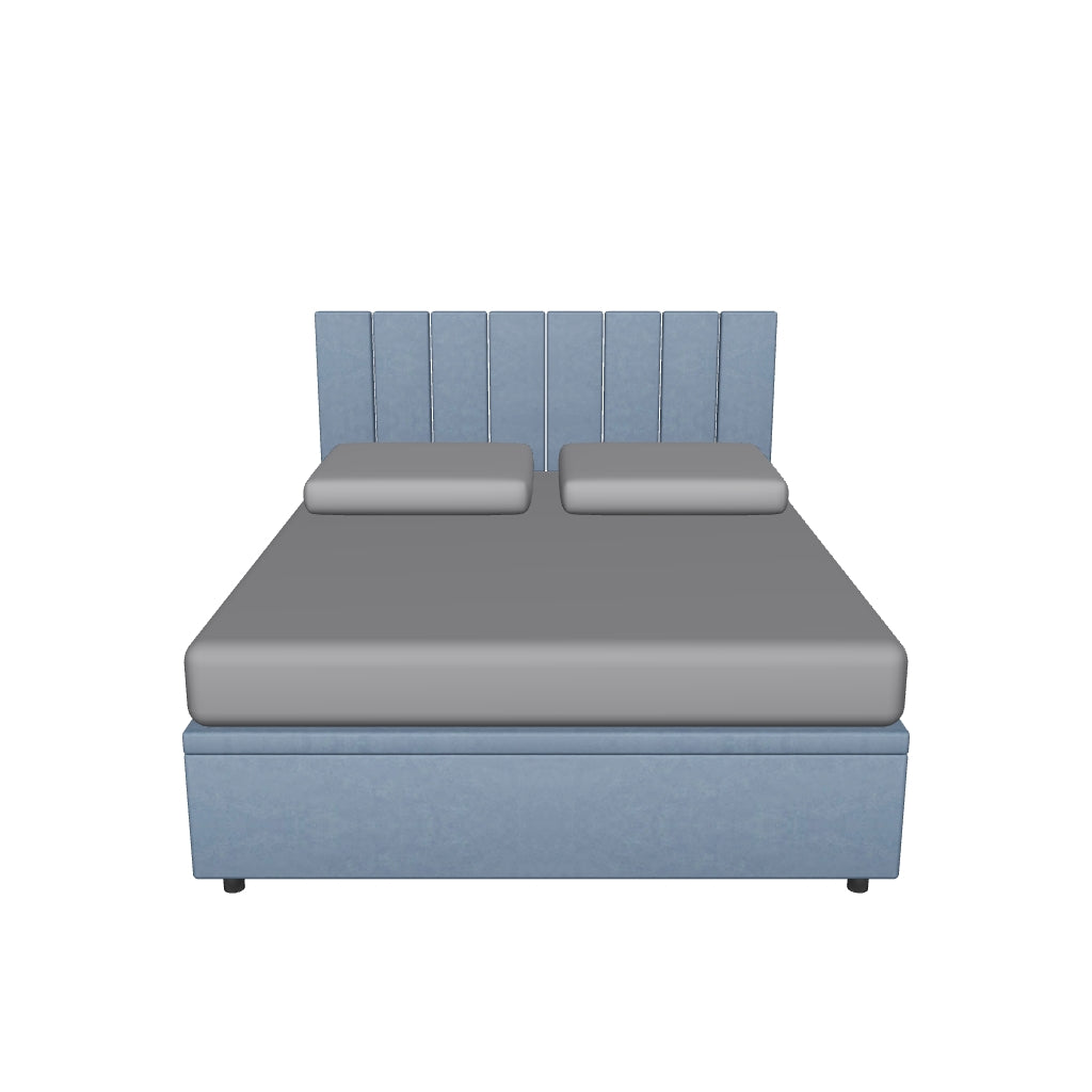 Letto Matrimoniale Contenitore Imbottito in Microfibra con Testata Vertical - BOXMAX in 3D