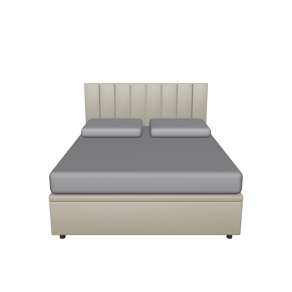 Letto Matrimoniale Contenitore Imbottito in Similpelle con Testata Vertical - BOXMAX in 3D