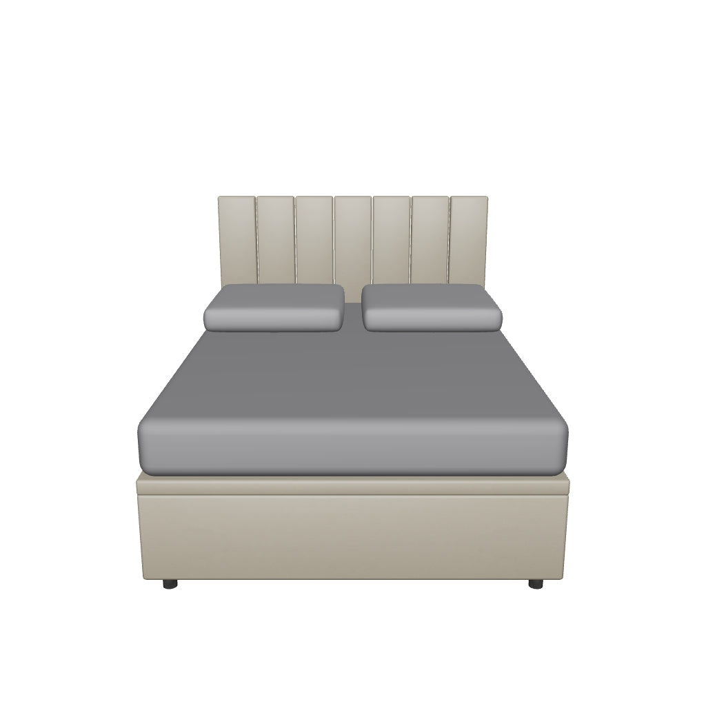 Letto alla Francese Contenitore Imbottito in Similpelle con Testata Vertical - BOXMAX in 3D