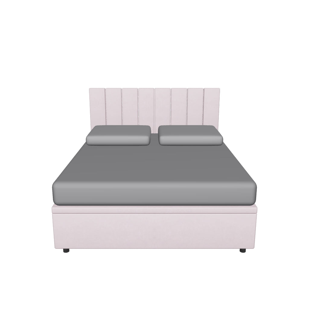 Letto Matrimoniale Contenitore Imbottito in Microfibra con Testata Vertical - BOXMAX in 3D