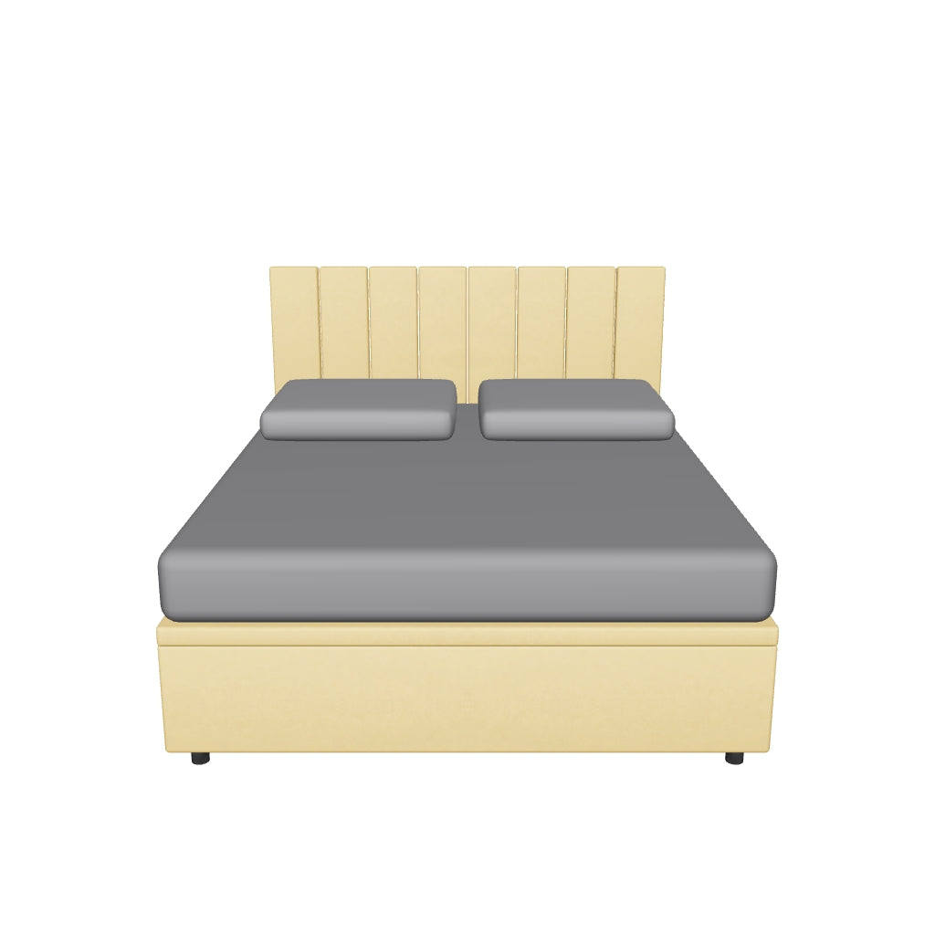 Letto Matrimoniale Contenitore Imbottito in Microfibra con Testata Vertical - BOXMAX in 3D