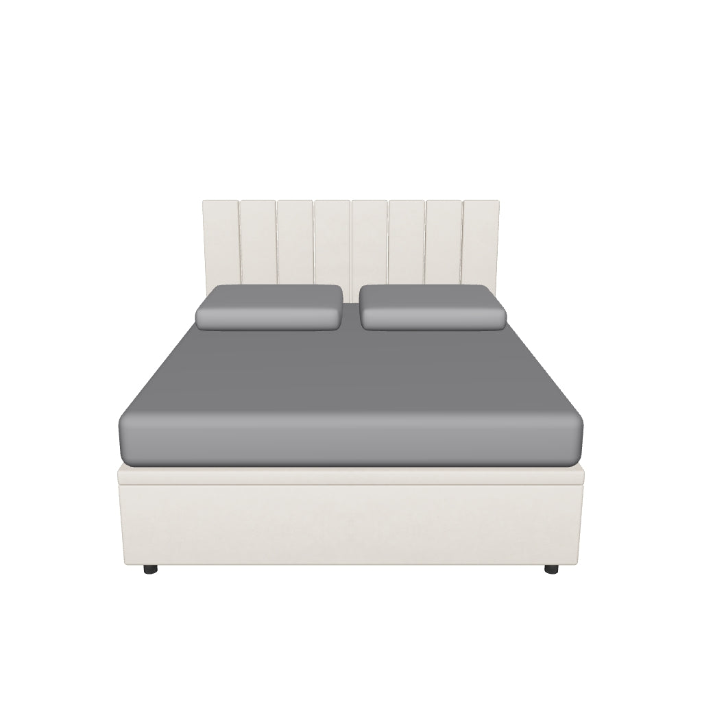 Letto Matrimoniale Contenitore Imbottito in Microfibra con Testata Vertical - BOXMAX in 3D