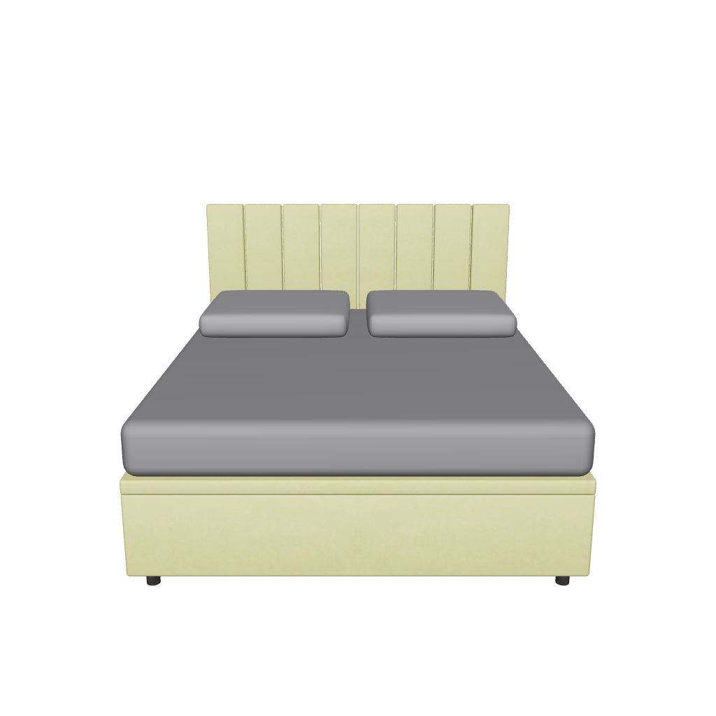 Letto Matrimoniale Contenitore Imbottito in Microfibra con Testata Vertical - BOXMAX in 3D