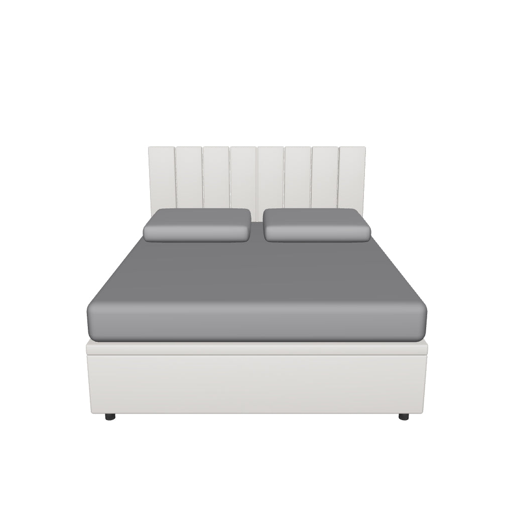 Letto Matrimoniale Contenitore Imbottito in Similpelle con Testata Vertical - BOXMAX in 3D