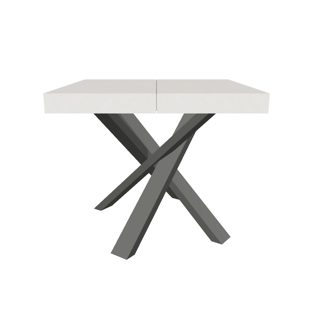 Tavolo da Pranzo Allungabile Quadrato in Nobilitato con Gambe Antracite - CLERK in 3D