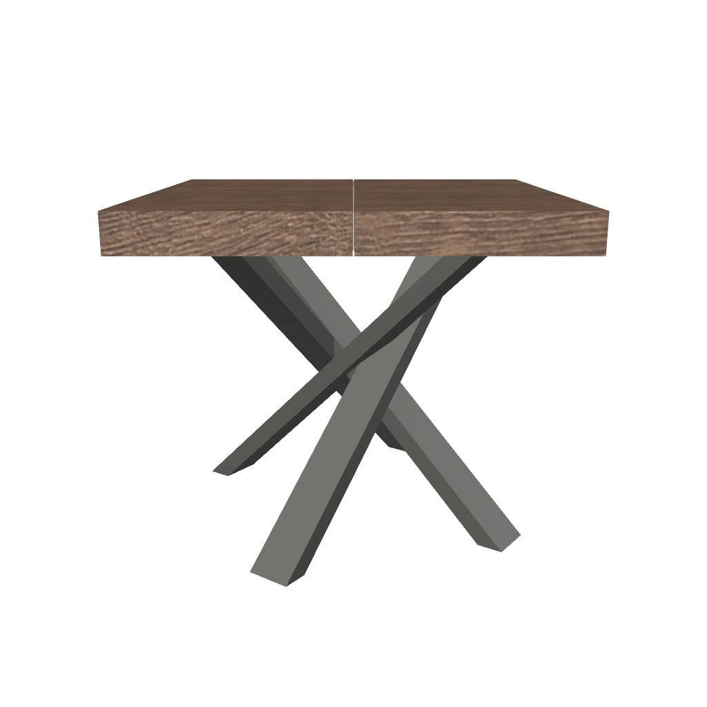 Tavolo da Pranzo Allungabile Quadrato in Nobilitato con Gambe Antracite - CLERK in 3D