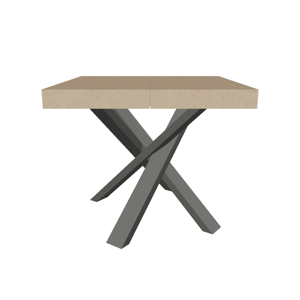 Tavolo da Pranzo Allungabile Quadrato in Nobilitato con Gambe Antracite - CLERK in 3D