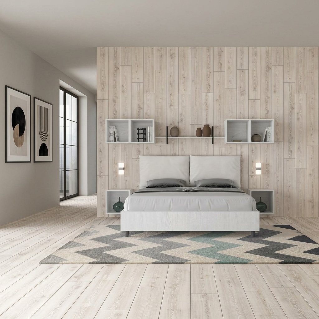 Letto Matrimoniale con cuscini in Similpelle - EGOS ANTEA